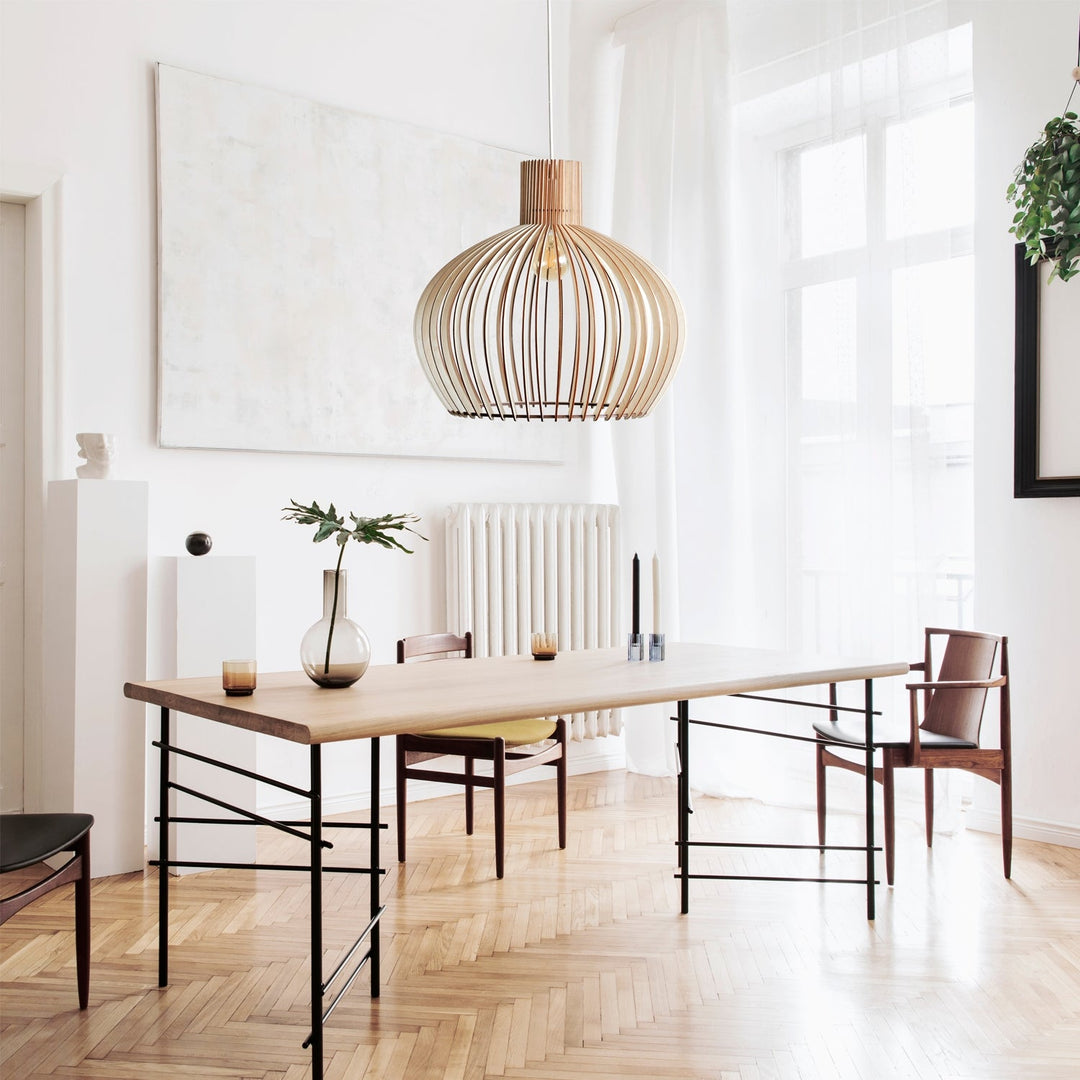 Lampa wisząca | Oświetlenie do jadalni | Styl skandynawski, drewno i metal-5