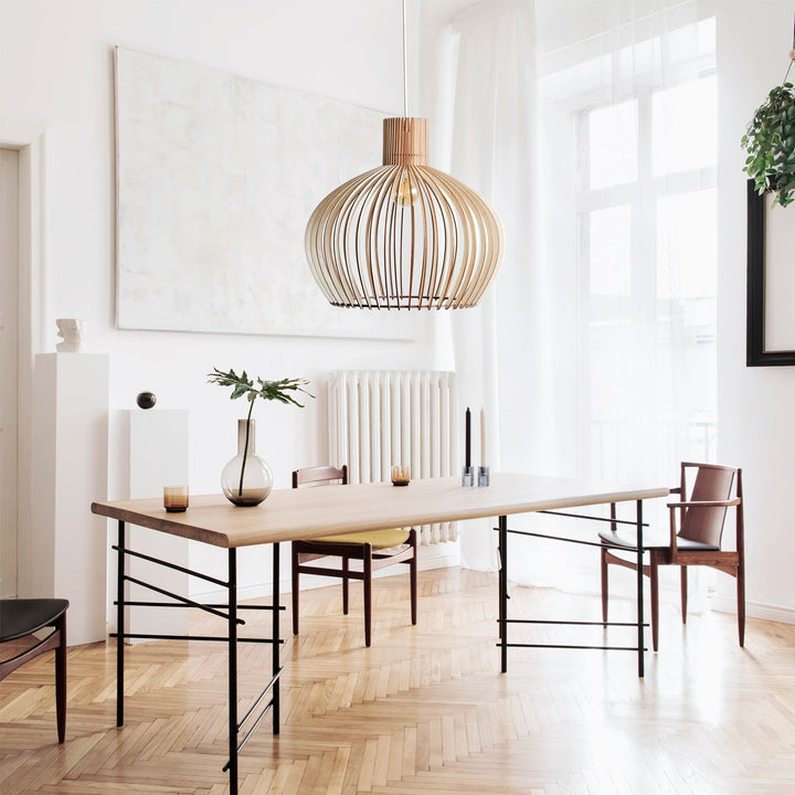 Lampa wisząca | Oświetlenie do jadalni | Styl skandynawski, drewno i metal-5