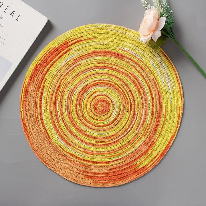 Variant image for Round Placemat Table Woven Vinyl Individual Placemats for Table Non-Slip Kitchen Tableware Drink Cup Coaster Hoilday Decoration-11