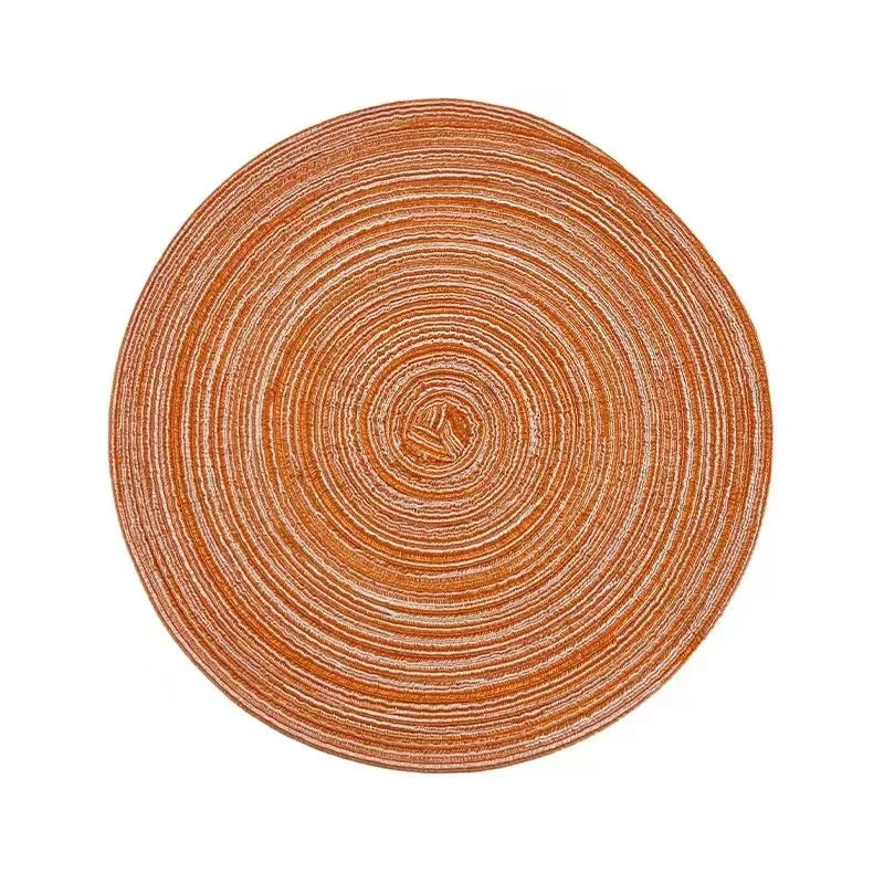 Variant image for Round Placemat Table Woven Vinyl Individual Placemats for Table Non-Slip Kitchen Tableware Drink Cup Coaster Hoilday Decoration-8
