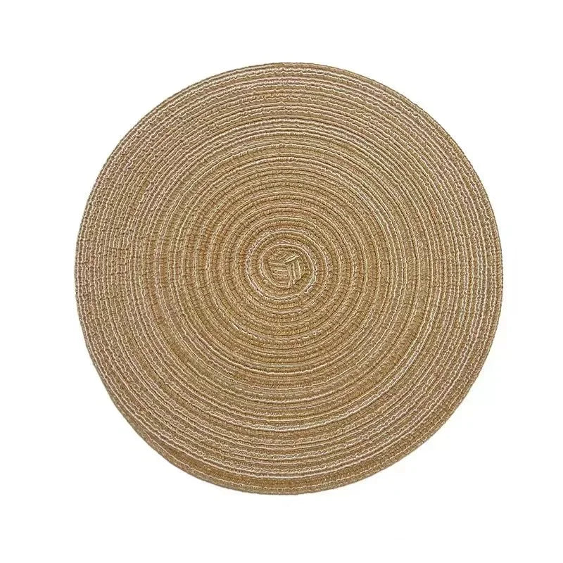 Variant image for Round Placemat Table Woven Vinyl Individual Placemats for Table Non-Slip Kitchen Tableware Drink Cup Coaster Hoilday Decoration-2