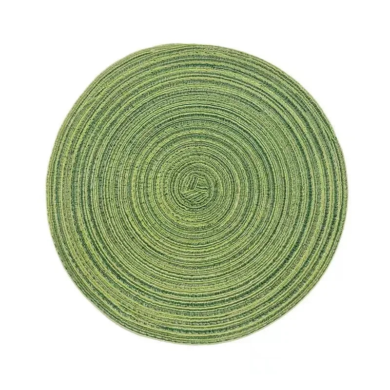 Variant image for Round Placemat Table Woven Vinyl Individual Placemats for Table Non-Slip Kitchen Tableware Drink Cup Coaster Hoilday Decoration-3