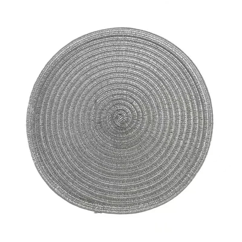 Variant image for Round Placemat Table Woven Vinyl Individual Placemats for Table Non-Slip Kitchen Tableware Drink Cup Coaster Hoilday Decoration-4